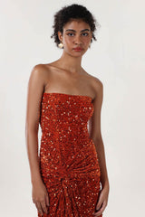 Sheath-Column Sweep-Brush Train Velvet Sequin Bridesmaid Dress CS0634BM