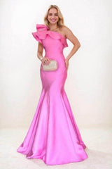 Trumpet-Mermaid Sweep-Brush Train Satin Prom Dress CS0712