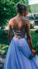 Elegant Purple Satin A Line Prom Dress Long Party Dress Evening Dress SH873