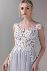 A-Line Court Train Lace Tulle Wedding Dress CW2811