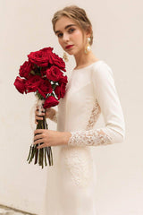 Trumpet Sweep-Brush Train Stretch Satin Wedding Dress CW3036