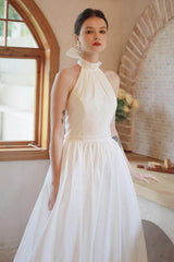 A-Line Sweep-Brush Train Taffeta Wedding Dress CW3064