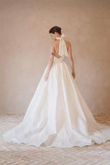 A-Line Sweep-Brush Train Taffeta Wedding Dress CW3064