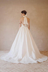 A-Line Sweep-Brush Train Taffeta Wedding Dress CW3064