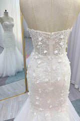 Trumpet-Mermaid Court Train Lace Tulle Wedding Dress CW3244