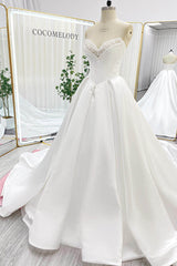 Ball Gown Chapel Train Satin Wedding Dress CW3272