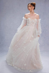 A-Line Court Train Tulle Wedding Dress CW3341