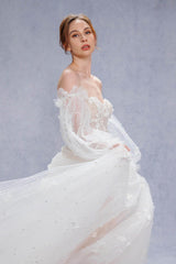 A-Line Court Train Tulle Wedding Dress CW3341