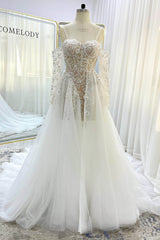 A-Line Court Train Tulle Wedding Dress CW3343