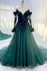 A-Line Chapel Train Sequined Lace Tulle Wedding Dress CW3347
