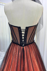 A-Line Chapel Train Sequined Lace Tulle Wedding Dress CW3348