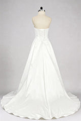 A-Line Court Train Satin Wedding Dress CW3502