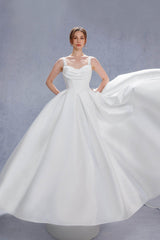 A-Line Court Train Mikado Wedding Dress CW3535