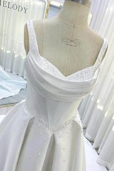 A-Line Court Train Mikado Wedding Dress CW3535
