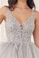 Bead embroidered short sleeveless dress