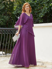Dress Adorned with Beaded Elegance and Flutter Sleeves-Grape