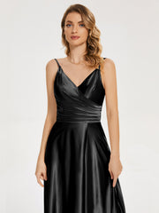Split Soft Satin Prom Dresses