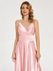 Split Soft Satin Prom Dresses