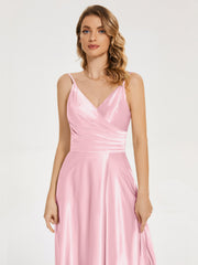 Split Soft Satin Prom Dresses