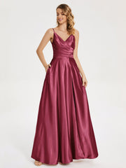 Split Soft Satin Prom Dresses