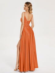 Split Soft Satin Prom Dresses