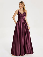 Split Soft Satin Prom Dresses
