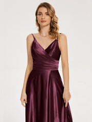 Split Soft Satin Prom Dresses