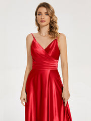 Split Soft Satin Prom Dresses