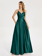 Split Soft Satin Prom Dresses