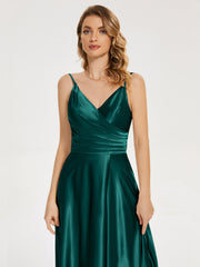 Split Soft Satin Prom Dresses