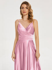 Split Soft Satin Prom Dresses