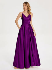 Split Soft Satin Prom Dresses