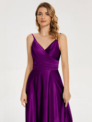 Split Soft Satin Prom Dresses