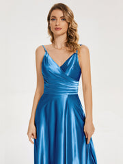 Split Soft Satin Prom Dresses