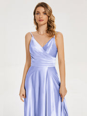 Split Soft Satin Prom Dresses