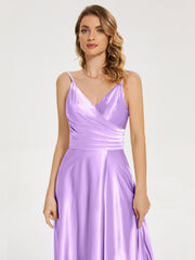 Split Soft Satin Prom Dresses