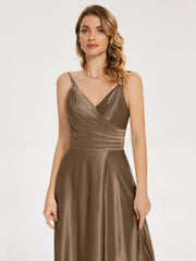 Split Soft Satin Prom Dresses