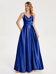 Split Soft Satin Prom Dresses