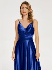 Split Soft Satin Prom Dresses