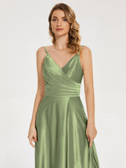 Split Soft Satin Prom Dresses