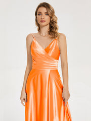 Split Soft Satin Prom Dresses