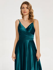 Split Soft Satin Prom Dresses
