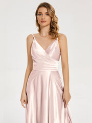 Split Soft Satin Prom Dresses