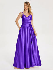 Split Soft Satin Prom Dresses