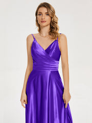 Split Soft Satin Prom Dresses