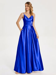 Split Soft Satin Prom Dresses