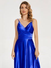 Split Soft Satin Prom Dresses