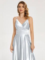 Split Soft Satin Prom Dresses