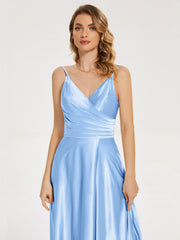 Split Soft Satin Prom Dresses