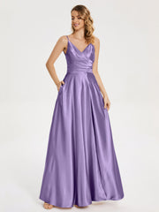 Split Soft Satin Prom Dresses